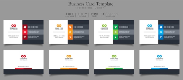 Business Card Template 4 Color Variation