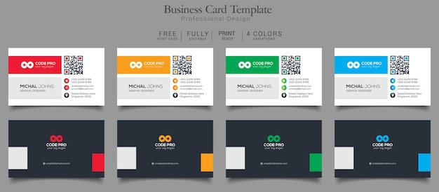 Business Card Template 4 Color Variation