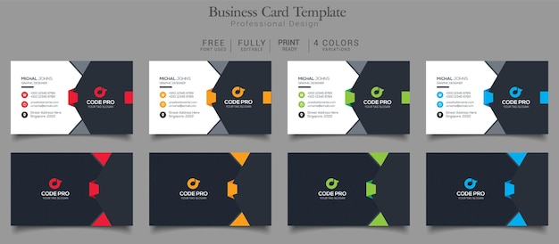 PSD business card template 4 color variation