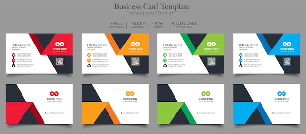 PSD business card template 4 color variation