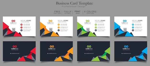 PSD business card template 4 color variation