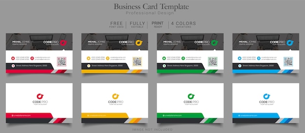 PSD business card template 4 color variations print template