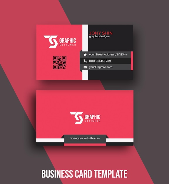 A business card template for a business that is red and black.