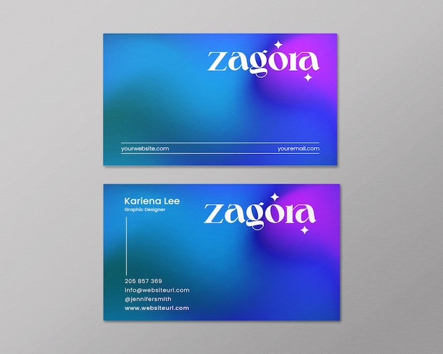 Business card Template Design with Dark Blue Shade Color Background