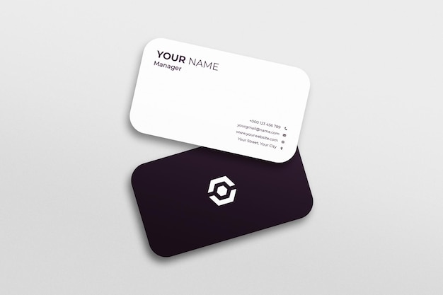 Business card template mockup psd in front and rear view