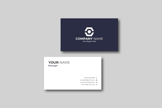 Business card template psd in front and rear view