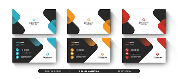 Business card template with color variation