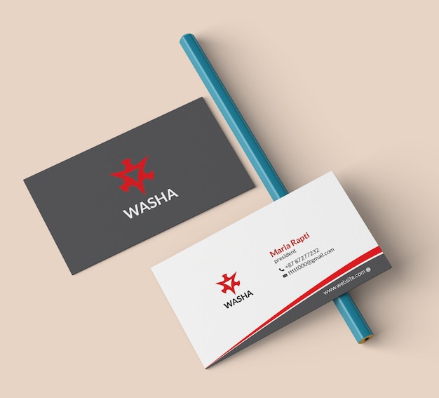 A business card for a washha company