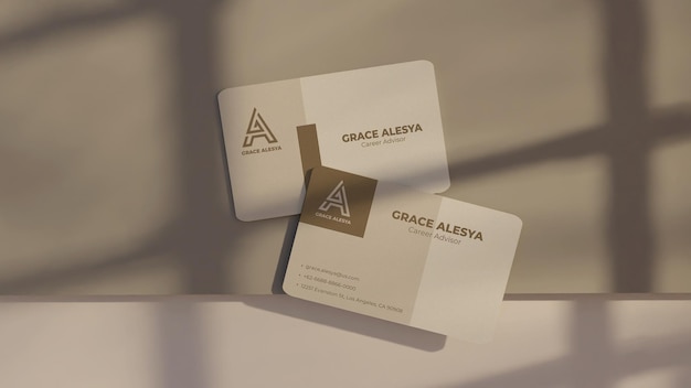 Business card white grey mockup 3d rendering