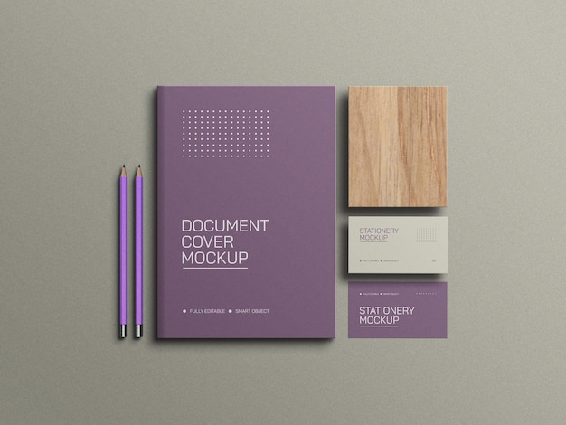 Business card with a4 document mockup