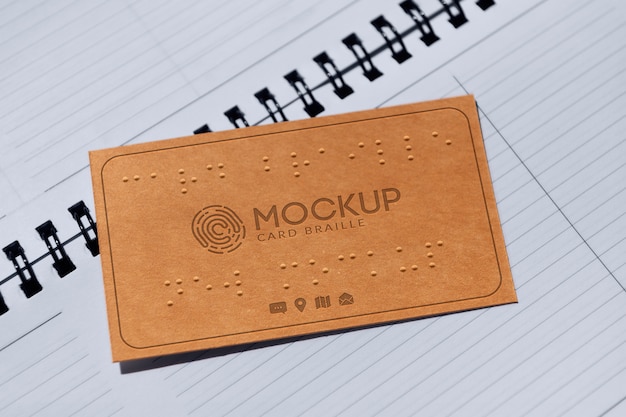 Business card with braille text mockup