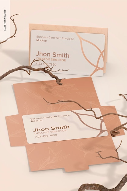 Business Card with Envelope Mockup