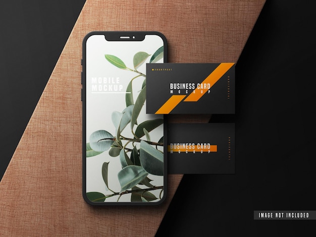 Business Card with Mobile phone Mockup PSD