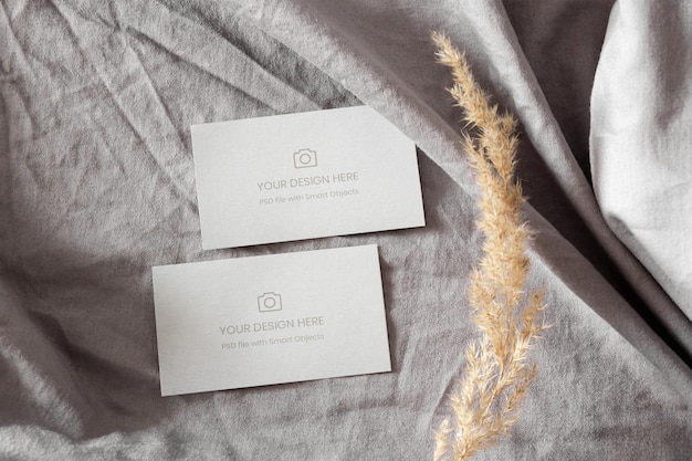 Business card with pampas grass mockup