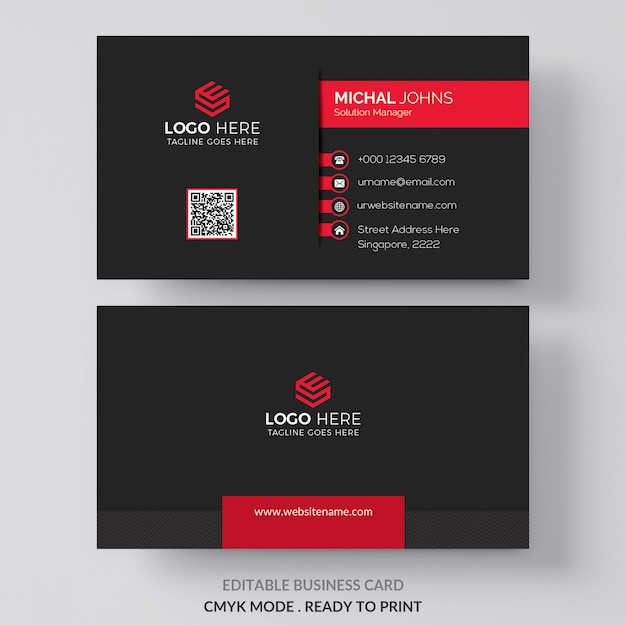 Business card with red details