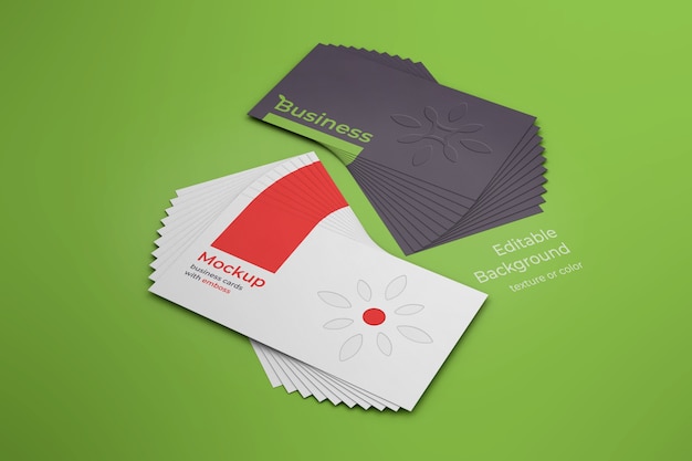 Business cards mockup with emboss up and down