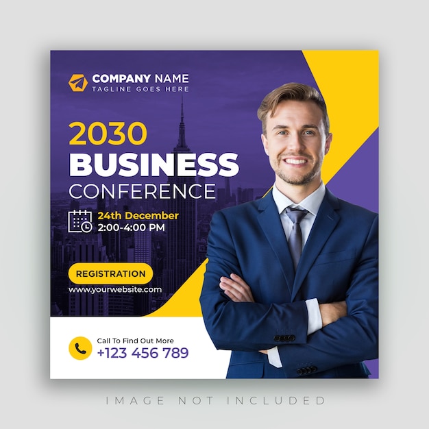 Business conference social media banner square flyer template