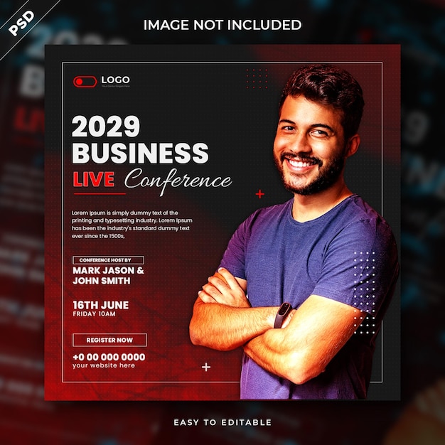 Business conference social media post and Digital marketing webinar template