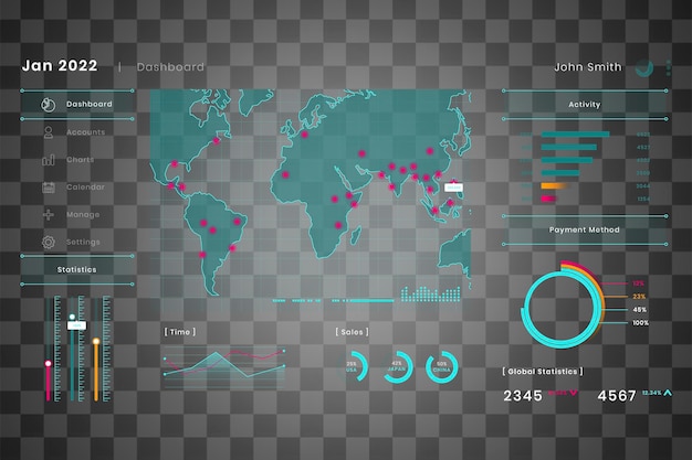 Business dashboard data infographic png