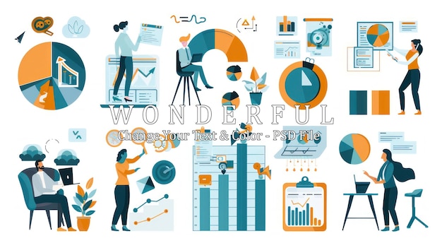 PSD business data analysis charts and graphs illustration