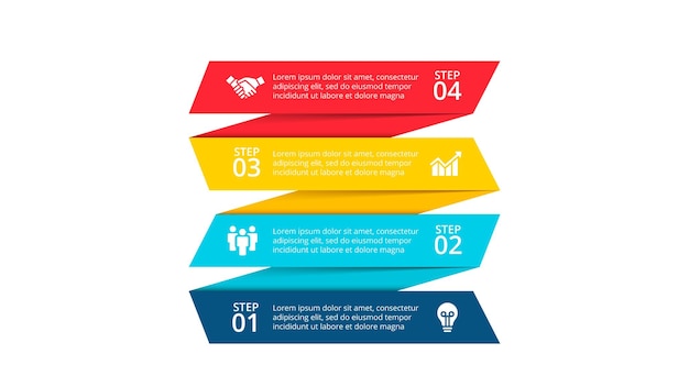 Business data visualization Infographic template with 4 steps or options