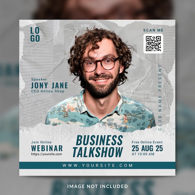 Business Digital marketing live webinar and corporate social media post template