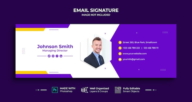 Business Email signature template design or email footer and personal social media cover