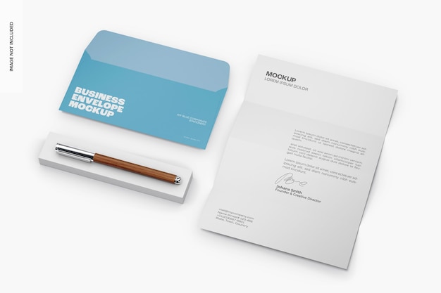 Business Envelope Mockup, Right View