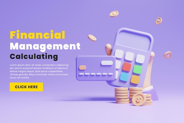 Business Financial management calculating website landing page or financial management web header