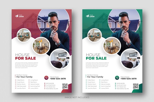 PSD business flyer design and brochure cover template for real estate agency