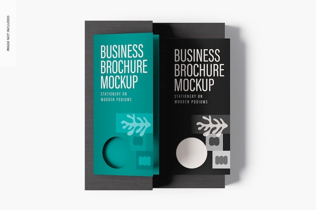 Business Folding Brochures Mockup, On Podium