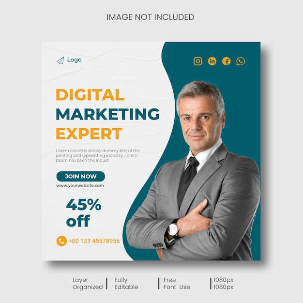 Business grow digital marketing expert social media post and Instagram post template Premium Psd