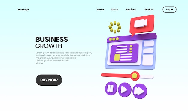 Business growth concept illustration Landing page template for business idea concept background