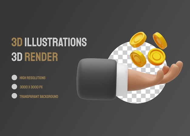 Business hand illustration 3d rendering