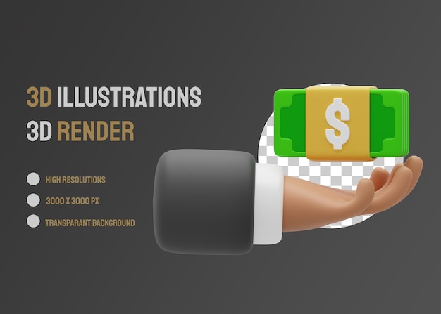 Business hand illustration 3d rendering