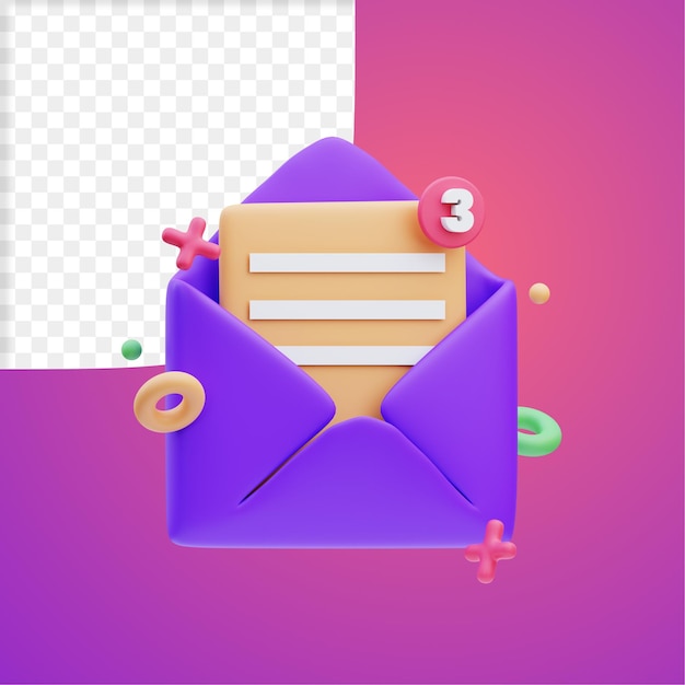 PSD business icon new message 3d illustration