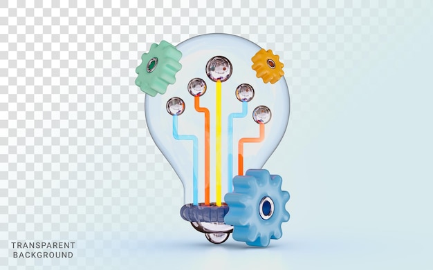 PSD business illustration develop creative business idea isometric big light bulb gear sign 3d render