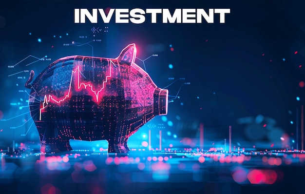 PSD business investment concept background in low poly futuristic technology