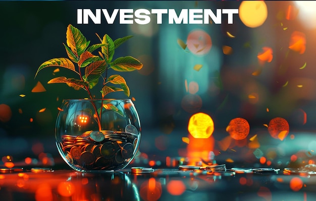 PSD business investment concept for low poly background