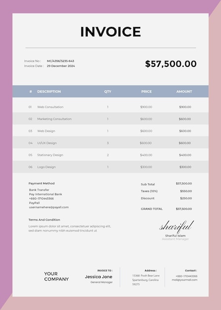 PSD business invoice template psd