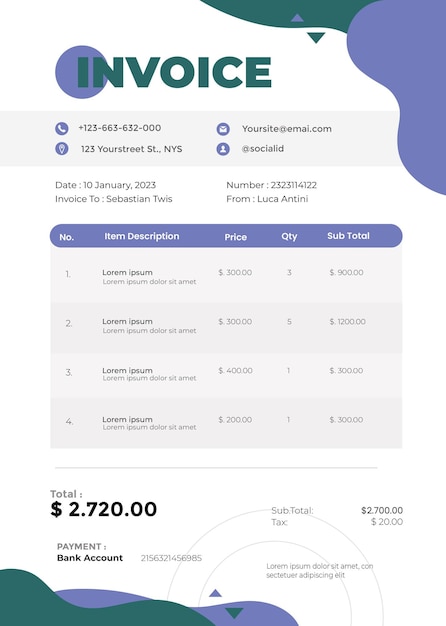 PSD business invoice template psd