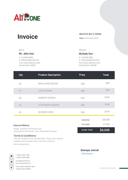 PSD business invoice template psd