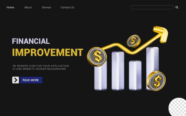 business line chart with dollar coin sign on dark background 3d render concept for financial improve