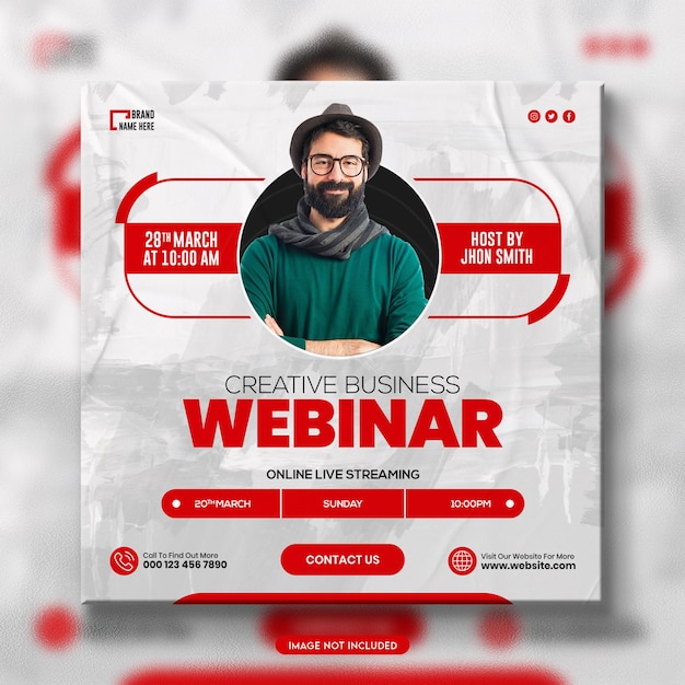 Business live webinar and corporate social media post template