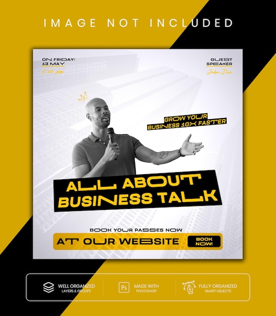 Business live webinar and corporate social media post template