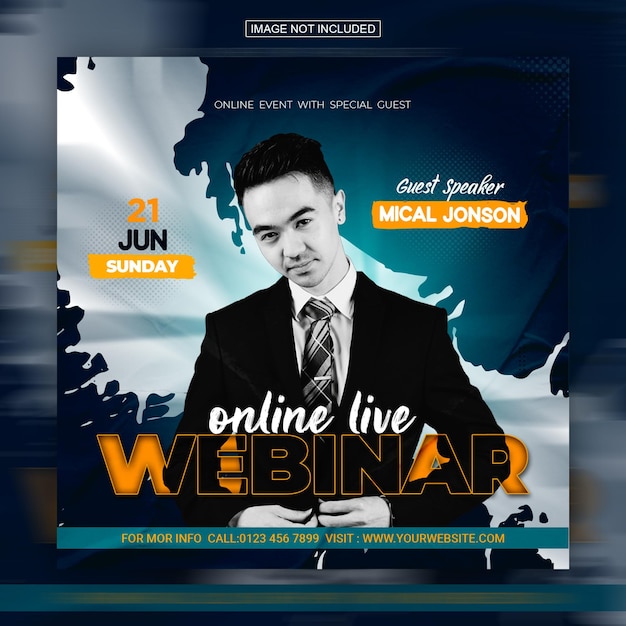 Business live webinar social media post and web banner design template