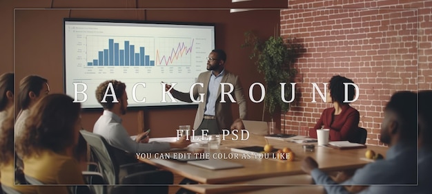 PSD a business man shows growth analysis and charts