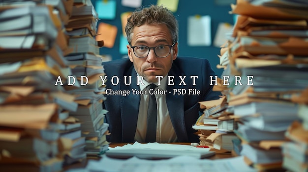 PSD business man in suit and glasses working at the desk