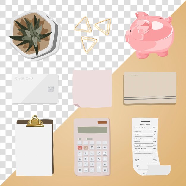 PSD business owner lifestyle png sticker aesthetic illustration set on transparent background