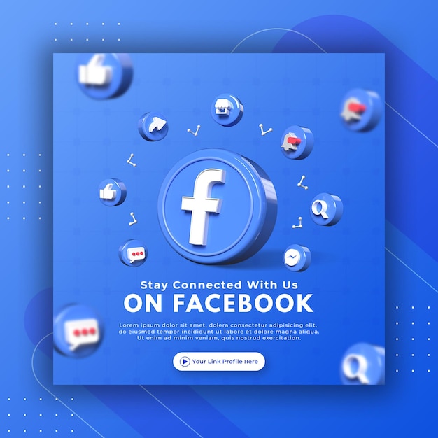 Business page promotion with 3d render Facebook for Instagram post template